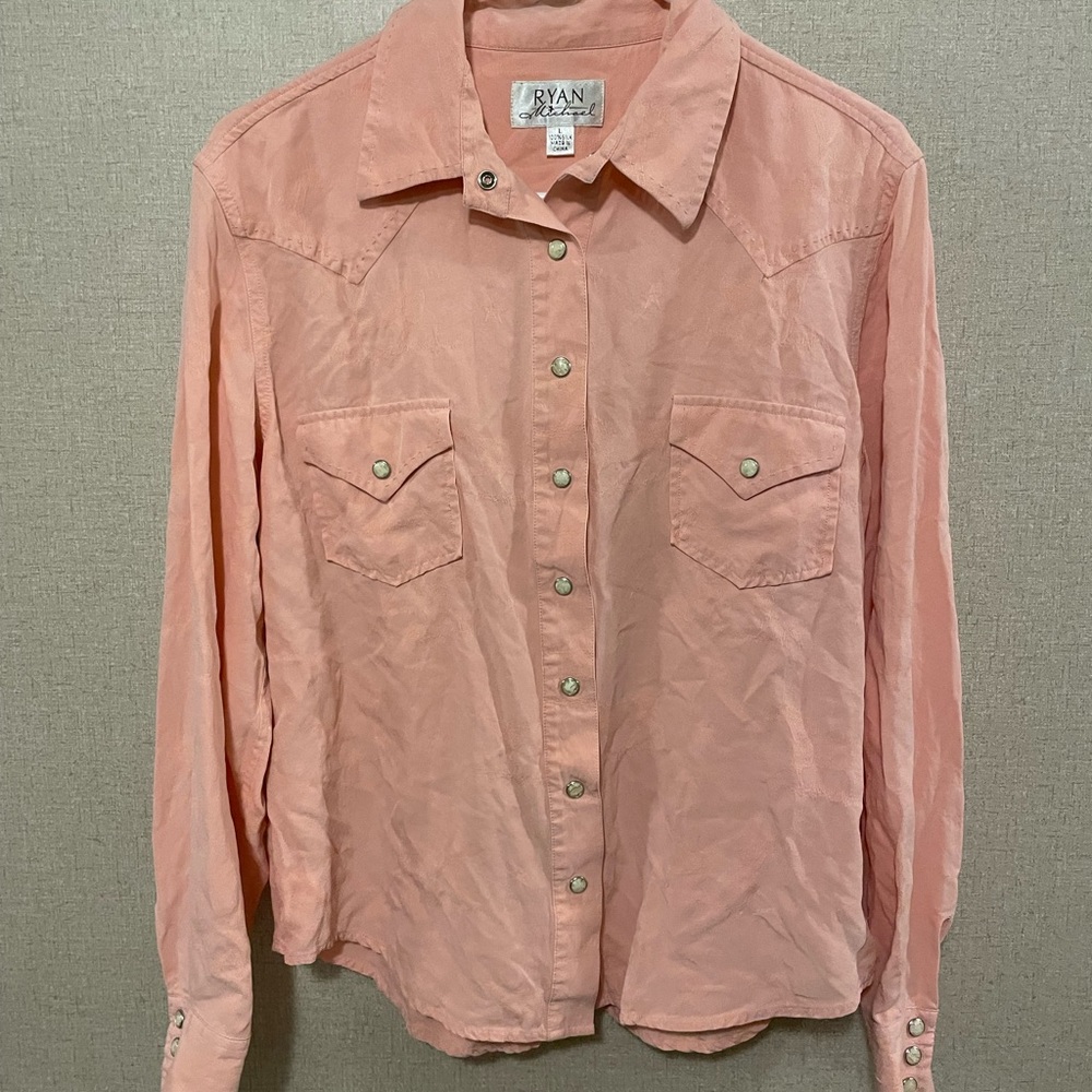Ryan Michael pearl snap silk shirt